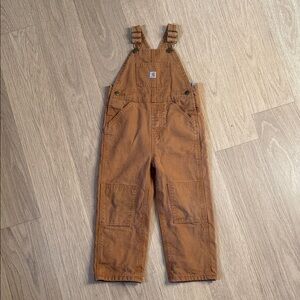 Carhartt Kids Tan Flannel Lined Overalls Size 4T